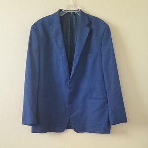 Lauren Ralph Lauren Mens Navy Blue Plaid Two Button Blazer - Size 46L